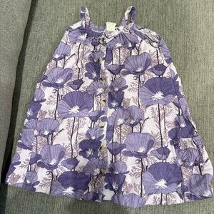 Kate Quinn purple poppy sleeveless button pocket dress organic cotton gauze 2T